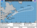 The projected path of Tropical Storm Chris, as of 0500 UTC on July 10.